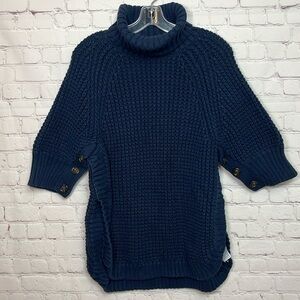 J.Crew Turtleneck Cotton Poncho in Navy